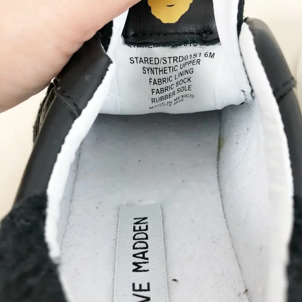 Steve Madden Womens Stare Sneakers Size 6 Black Round Toe Low Top Lace-Up Shoes